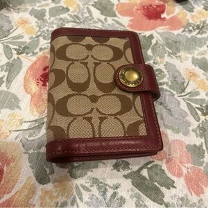 Sold Coach Signature Canvas Wallet with Red Trim